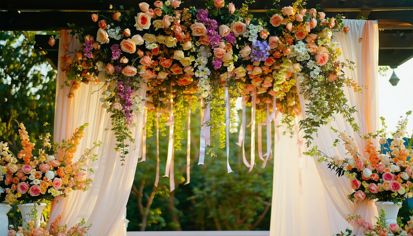découvrez les dernières tendances en décoration florale pour mariage : suspensions et arches élégantes pour sublimer votre cérémonie et cocktail. inspirez-vous de nos idées pour un décor unique et inoubliable.